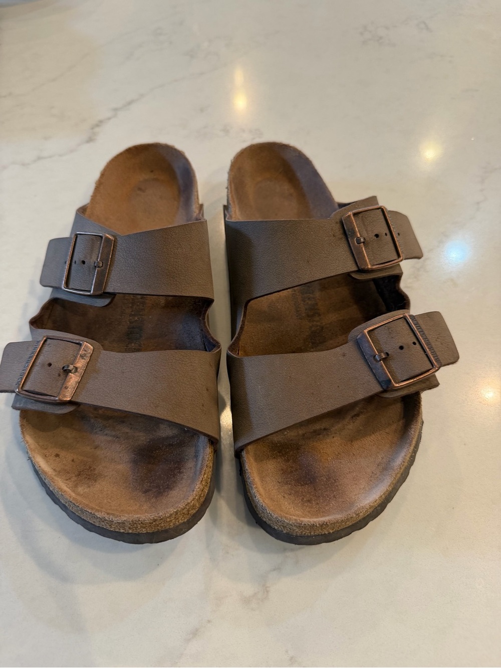 Birkenstock Brown Double Buckle Slide Sandals